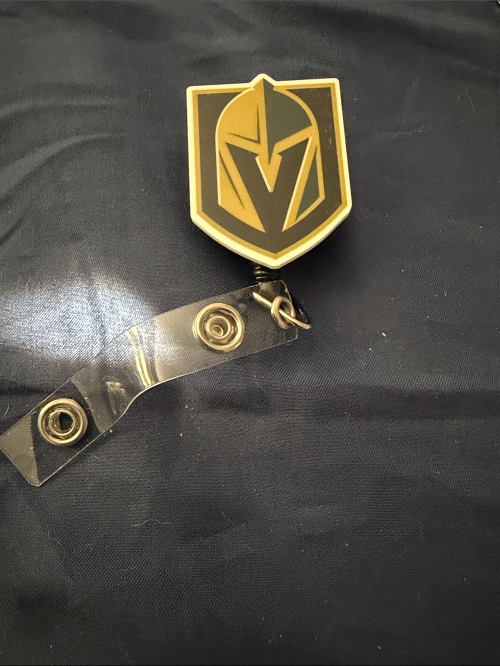 Gold and Black Retractable Badge Reel with Shield Logo